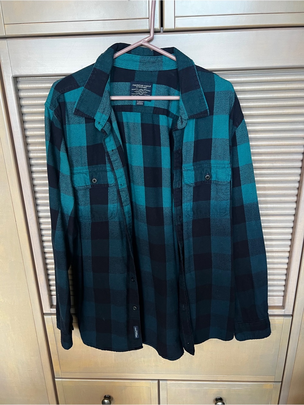American Eagle Outfitters Teal & Black Plaid Shirt Jacket
